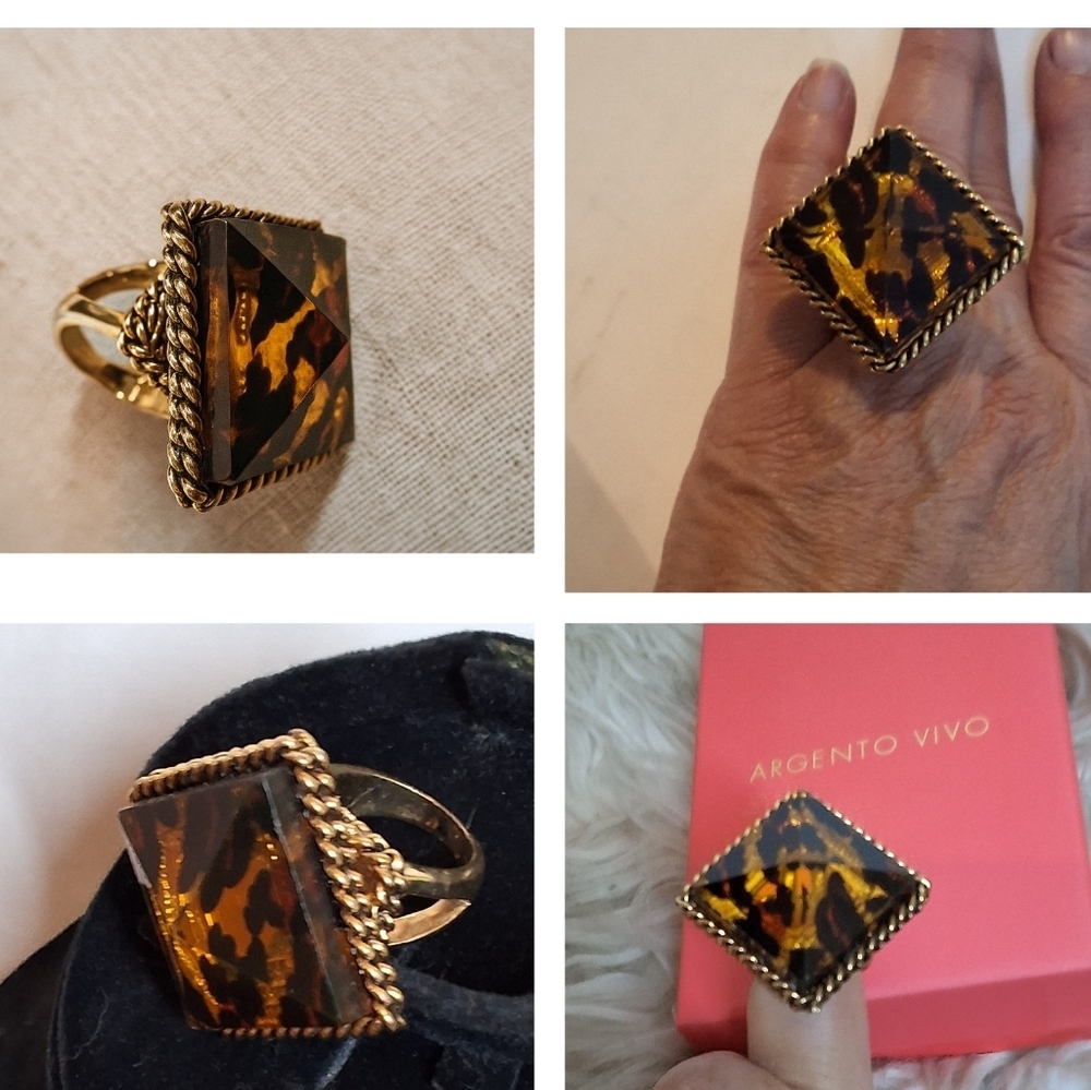 Betsey Johnson Rare Vintage Bold Leopard Statement Ring7-  7.5